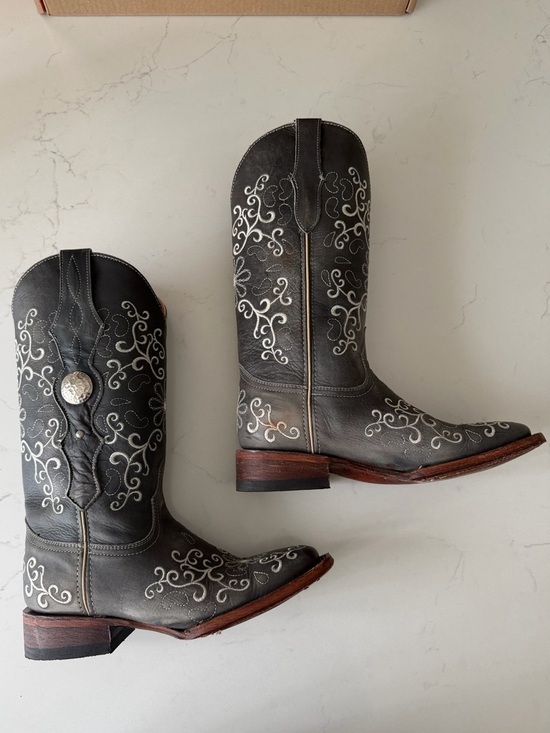 Ferrini Shoes - Ferrini Western Boots Embroidered Brown and Ivory Squaretoe